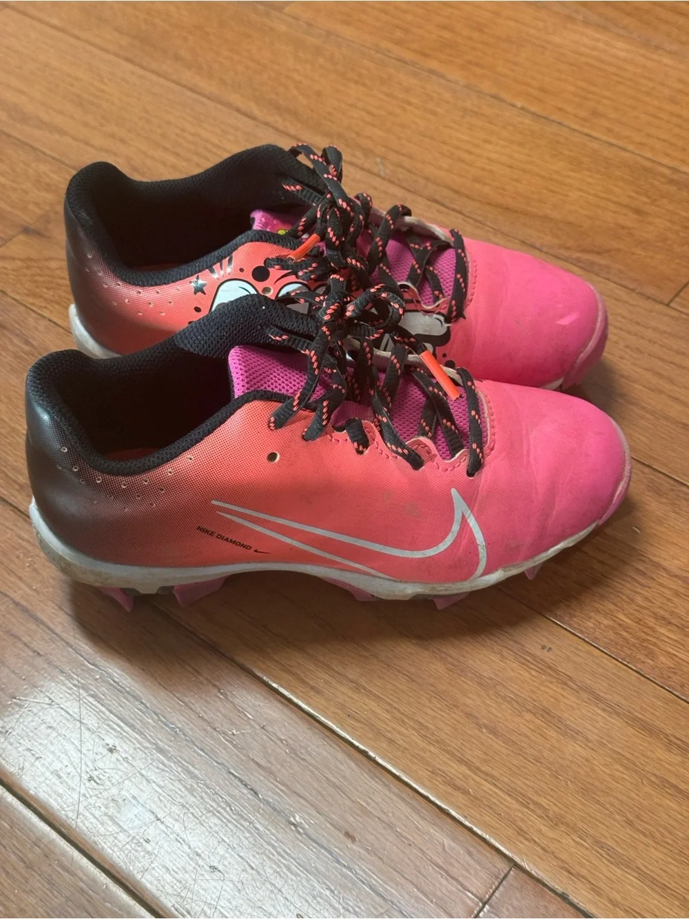Nike Kids Pink and Black Baseball Cleats - Youth Athletic Sneakers